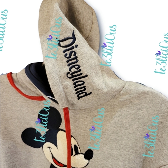 DISNEYLAND MICKEY MOUSE GRAY PULL OVER HOODIE - Picture 2 of 3